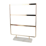 Maxbell Marble Base Jewelry Rack Metal Earring Display Stand 3 Tier White Base