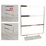 Maxbell Marble Base Jewelry Rack Metal Earring Display Stand 3 Tier White Base