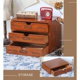 Maxbell Wooden Chest Drawers Storage Organizer Desktop Box Cabinet Wood 4 Drawers