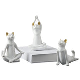 Maxbell Yoga Cat Statue Decorative Figurine Decor Cats Ornament Facing Dog Pose