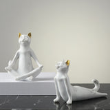 Maxbell Yoga Cat Statue Decorative Figurine Decor Cats Ornament Facing Dog Pose