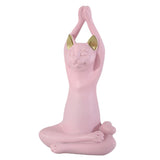 Maxbell Yoga Cat Statue Decorative Figurine Decor Cats Ornament Facing Dog Pink