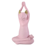 Maxbell Yoga Cat Statue Decorative Figurine Decor Cats Ornament Facing Dog Pink