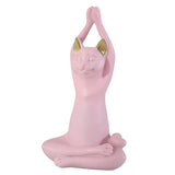 Maxbell Yoga Cat Statue Decorative Figurine Decor Cats Ornament Facing Dog Pink