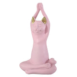 Maxbell Yoga Cat Statue Decorative Figurine Decor Cats Ornament Facing Dog Pink