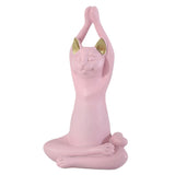 Maxbell Yoga Cat Statue Decorative Figurine Decor Cats Ornament Facing Dog Pink