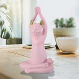 Maxbell Yoga Cat Statue Decorative Figurine Decor Cats Ornament Facing Dog Pink