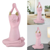 Maxbell Yoga Cat Statue Decorative Figurine Decor Cats Ornament Facing Dog Pink