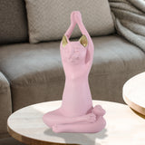 Maxbell Yoga Cat Statue Decorative Figurine Decor Cats Ornament Facing Dog Pink