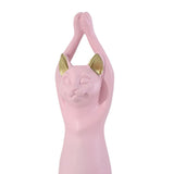 Maxbell Yoga Cat Statue Decorative Figurine Decor Cats Ornament Facing Dog Pink