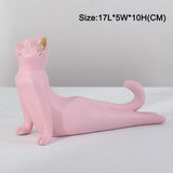 Maxbell Yoga Cat Statue Decorative Figurine Decor Cats Ornament Mountain Pink