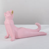 Maxbell Yoga Cat Statue Decorative Figurine Decor Cats Ornament Mountain Pink