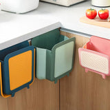 Maxbell 1x Portable Kitchen Foldable Trash Can Wall Hanging Cabinet Door Office green