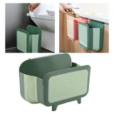 Maxbell 1x Portable Kitchen Foldable Trash Can Wall Hanging Cabinet Door Office green