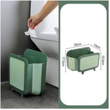 Maxbell 1x Portable Kitchen Foldable Trash Can Wall Hanging Cabinet Door Office green