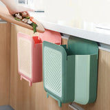 Maxbell 1x Portable Kitchen Foldable Trash Can Wall Hanging Cabinet Door Office green