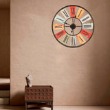 Maxbell Large Metal Wall Clock Silent Industrial Round Retro Clocks Decor Decoration