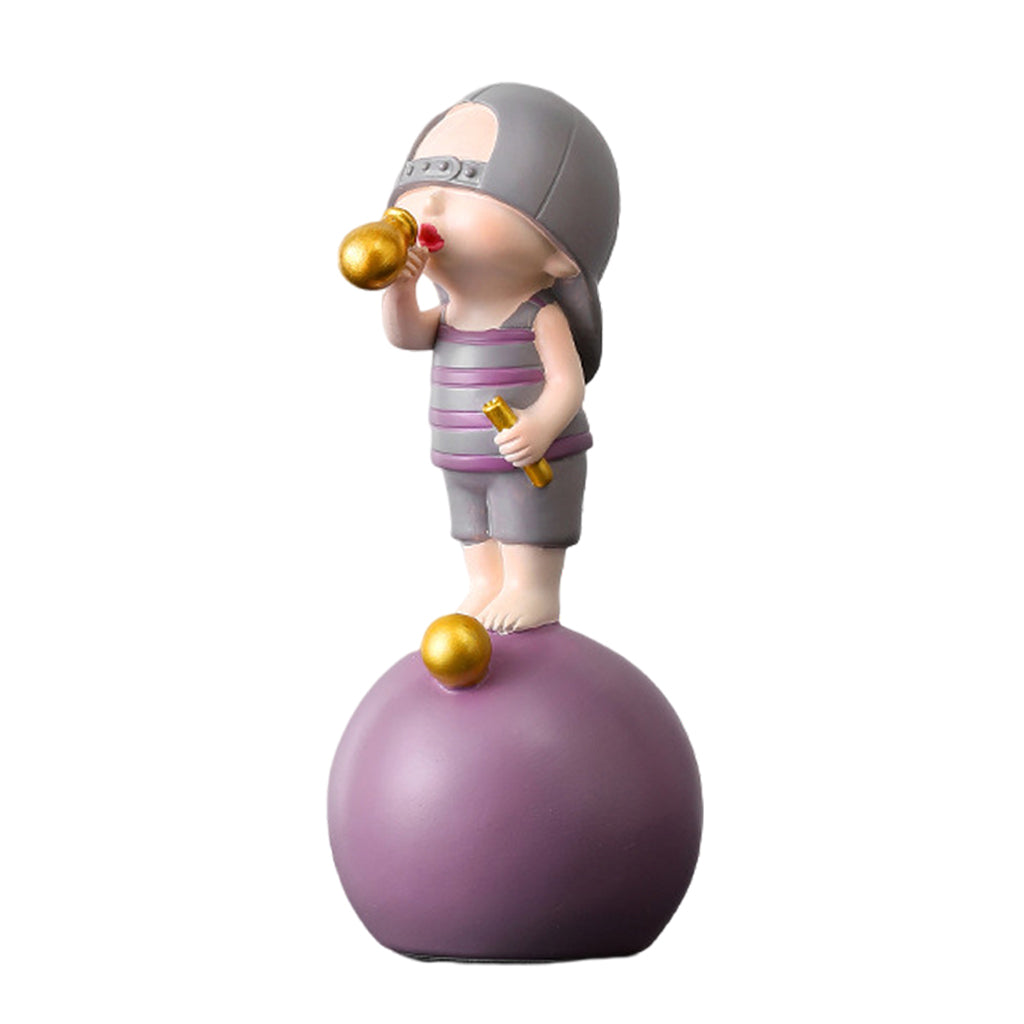 Maxbell Cute Cartoon Figurine Sculpture Ornament Statue Office Desktop A_Boy_Purple