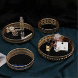 Maxbell Tray Serving Mirror Jewelry Dish Storage Display Tray 25x25x5cm Line