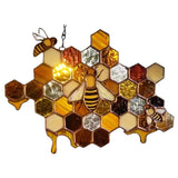 Maxbell Honey Bee Honeycomb Wall Decor Garden Door Farmhouse Kitchen Hanging Decor A