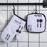 Maxbell 2pcs Oven Cotton Gloves Pot Holder Cooking Heat Resistant Mitt Kitchen
