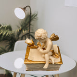 Maxbell Golden Cherub Trinket Box Keepsake Box Jewelry Necklace Earring Storage Case