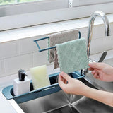 Maxbell Kitchen Sink Sponge Holder Brush Soap Drainer Rack Basket Plastic Blue