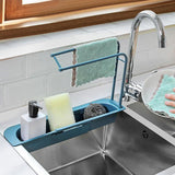 Maxbell Kitchen Sink Sponge Holder Brush Soap Drainer Rack Basket Plastic Blue