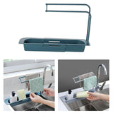 Maxbell Kitchen Sink Sponge Holder Brush Soap Drainer Rack Basket Plastic Blue