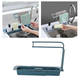 Maxbell Kitchen Sink Sponge Holder Brush Soap Drainer Rack Basket Plastic Blue