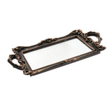 Maxbell Vintage Mirrored Vanity Tray Jewelry Tray Perfume Decorative Tray Black