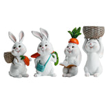 Maxbell 4pcs/set Cute Art Rabbits Sculpture Ornament Figurine Statue Desktop Decor