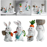 Maxbell 4pcs/set Cute Art Rabbits Sculpture Ornament Figurine Statue Desktop Decor