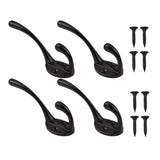 Maxbell 4x Wall-mounted Clothes Coat Hooks Key Towel Hanger Bathroom Bedroom Black