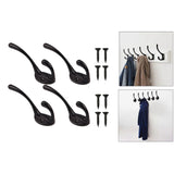 Maxbell 4x Wall-mounted Clothes Coat Hooks Key Towel Hanger Bathroom Bedroom Black