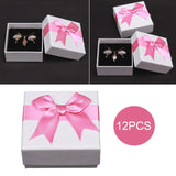 Maxbell Pack of 12 Earring Square Paper Jewelry Gifts Boxes Weddings  Pink