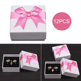 Maxbell Pack of 12 Earring Square Paper Jewelry Gifts Boxes Weddings  Pink