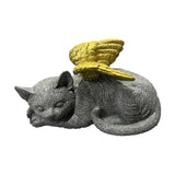 Maxbell Craft Memorial Statue Lifelike Pet Angel Sculpture Figurine Gift Gray Cat