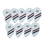 Maxbell 9 Pieces PU Leather Golf Iron Head Cover Set Protector  White