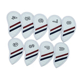 Maxbell 9 Pieces PU Leather Golf Iron Head Cover Set Protector  White