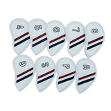 Maxbell 9 Pieces PU Leather Golf Iron Head Cover Set Protector  White