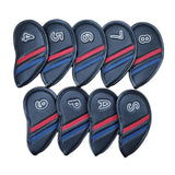 Maxbell 9 Pieces PU Leather Golf Iron Head Cover Set Protector  Black