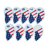 Maxbell 9 Pieces PU Leather Golf Iron Head Cover Set Protector  American Flag