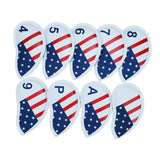 Maxbell 9 Pieces PU Leather Golf Iron Head Cover Set Protector  American Flag