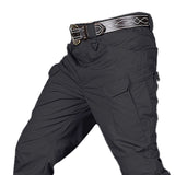 Mens Streetwear Casual Cargo Work Pants Amy Trousers Multi Pockets Black_S