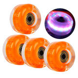 Maxbell 4Pcs LED Light up Glow in the Night Wheels for Skateboard Longboard Orange