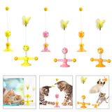 Maxbell Indoor Cat Toy Self-Playing Teaser Wand Ball with Stick Suction Cup Yellow