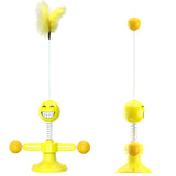 Maxbell Indoor Cat Toy Self-Playing Teaser Wand Ball with Stick Suction Cup Yellow