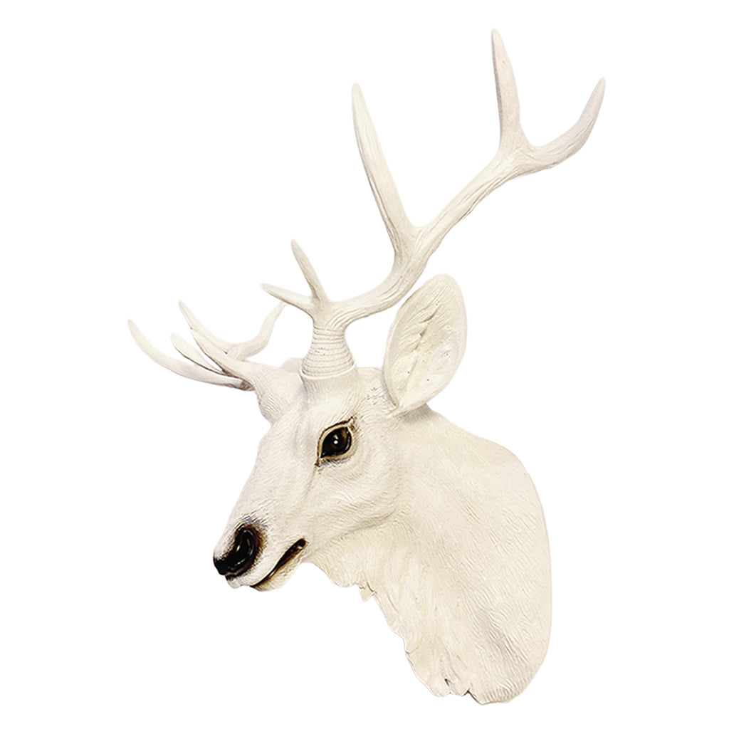 Maxbell 3D Deer Head Antlers Wall Art Statue Stickers Home Decoration White Black