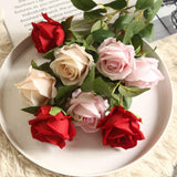 Maxbell Elegant Artificial Flowers Rosaceae Rose Bouquet Decoration Bright Red